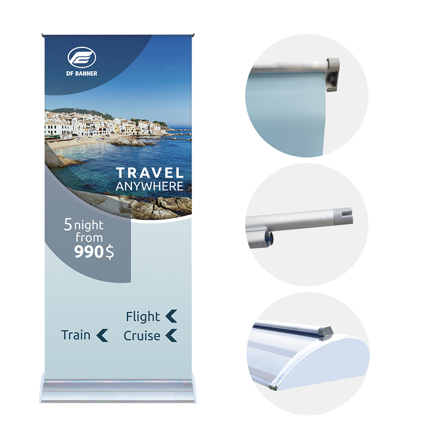 Newly Floor Wide Base Standing Banner Outdoor Horizontal Roll Up Banner