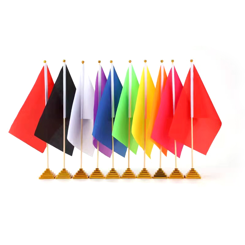 Wholesale Custom Logo 14x21cm Hand Held Flag Pole High Quality Promotional Polyester Mini Hand Held Flag With Plastic Pole