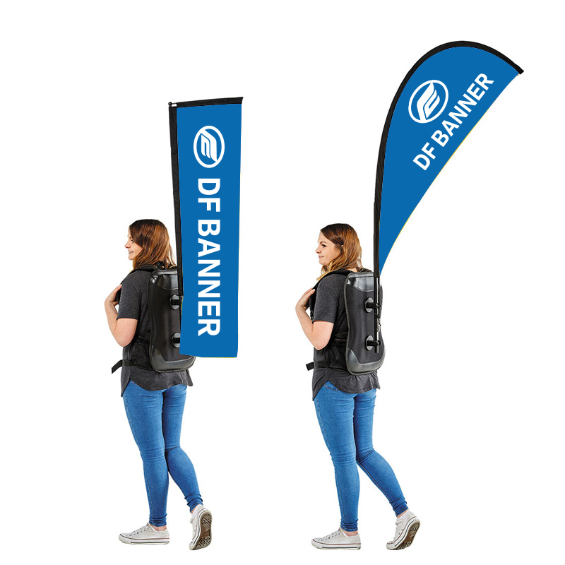 Outdoor Promotional Walking Marketing Advertising Running Feather Teardrop Backpack Flag and Banner