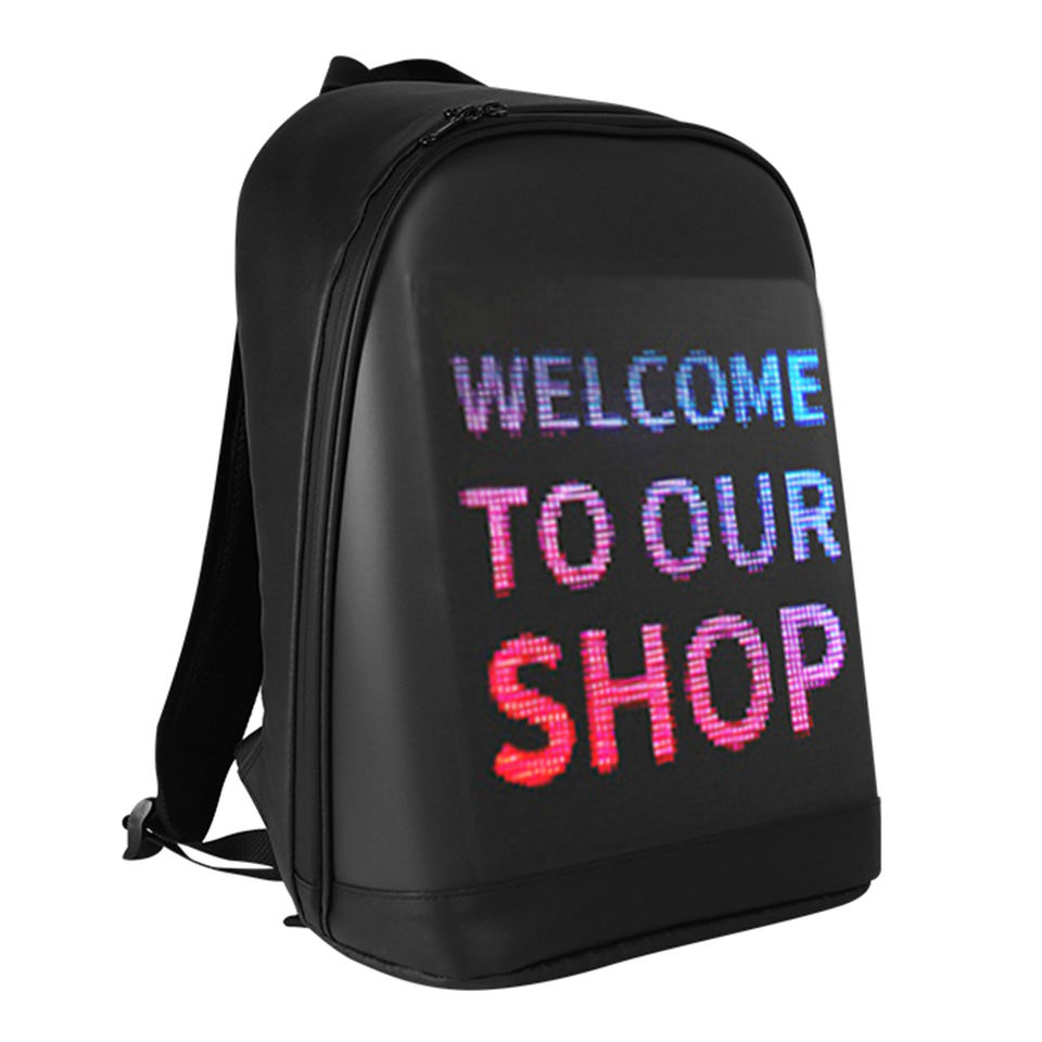 OEM Unisex LED HD Display Waterproof Backpack Smart Advertising Light Boxes with Wifi APP Control for Dynamic Outdoor Promotions