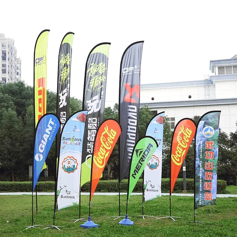 Custom Outdoor Feather Beach Flags – Portable Advertising Flags with Custom Printing
